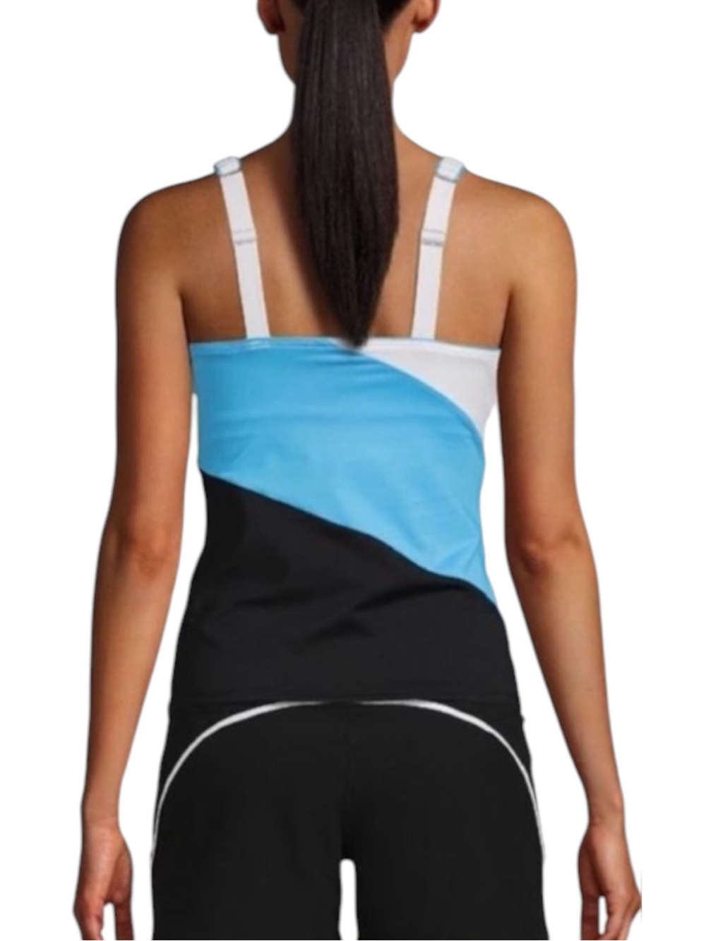 Lands End Square Neck Underwire Tankini Blue Black White Adjustable Straps Sz 10 - Picture 2 of 11
